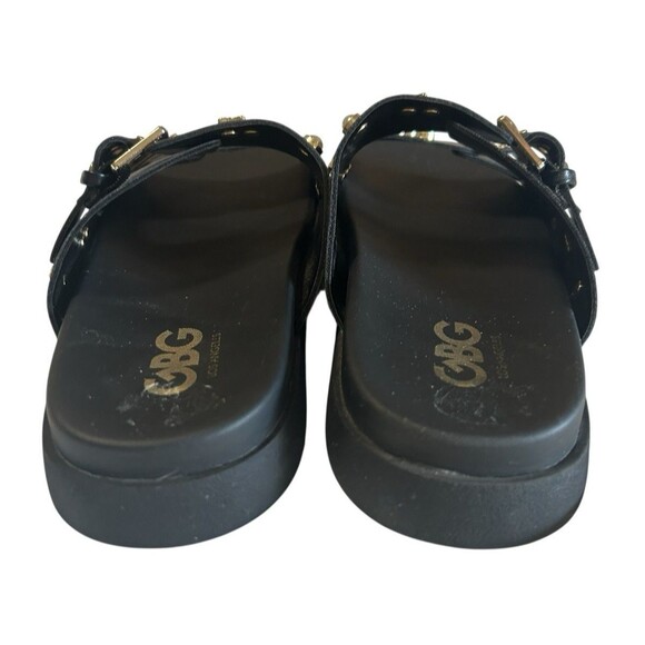GBG GG Juliana T  Rhinestone Pearl Double Strap Black Platform Slide Sandals 8M - Picture 12 of 14